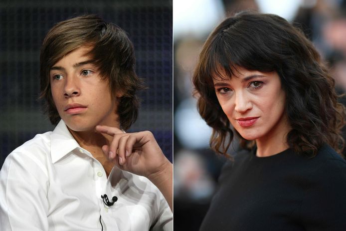 Acteur Jimmy Bennett (links) en actrice Asia Argento