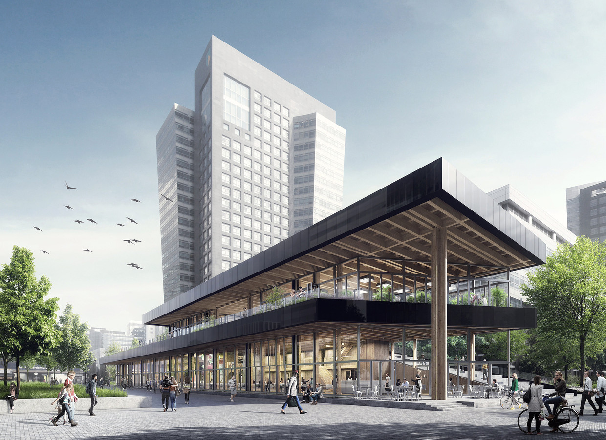 Het bankgebouw is in juni klaar en wordt in september officieel wordt geopend. Beeld -
