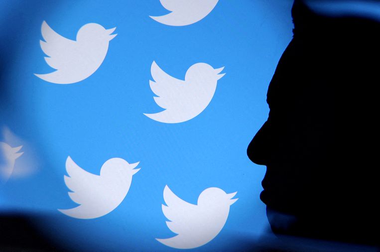 Het silhouet van Elon Musk en het logo van Twitter. Beeld REUTERS