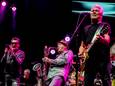 Zanger Barry Hay, saxofonist Bertus Borgers en gitarist George Kooymans van de Haagse rockband Golden Earring tijdens hun laatste concert in Ahoy in 2019.