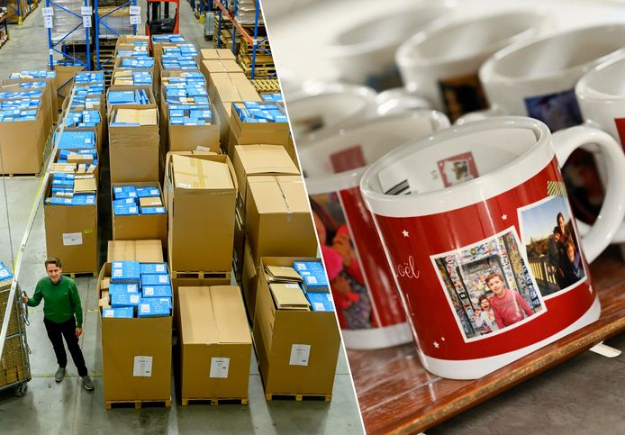 Bij Smartphoto in Wetteren rollen elke dag 40.000 gepersonaliseerde cadeautjes van de band.