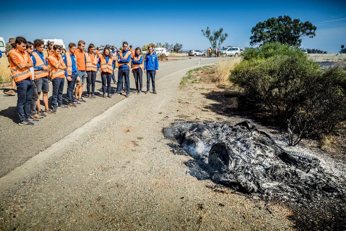 Beeld van vorig jaar. In het zicht van de finish, met de overwinning voor het grijpen, ging de droom van een Delftse studentenploeg in rook op. Letterlijk. Hun zonneauto, de NunaX, vatte vlam tijdens de slotetappe van de World Solar Challenge in Australië.