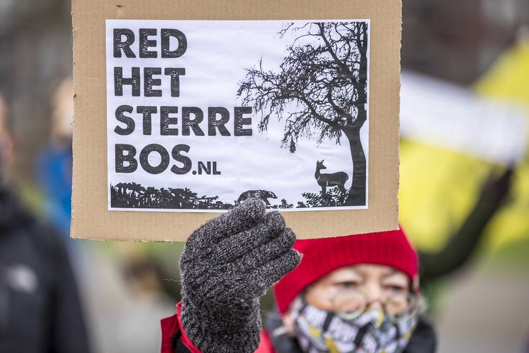 Deelnemer aan een eerdere demonstratie van de actiegroep Red het Sterrebos. Beeld ANP