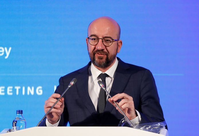 Charles Michel en conférence de presse à Ankara, le 6 avril 2021.