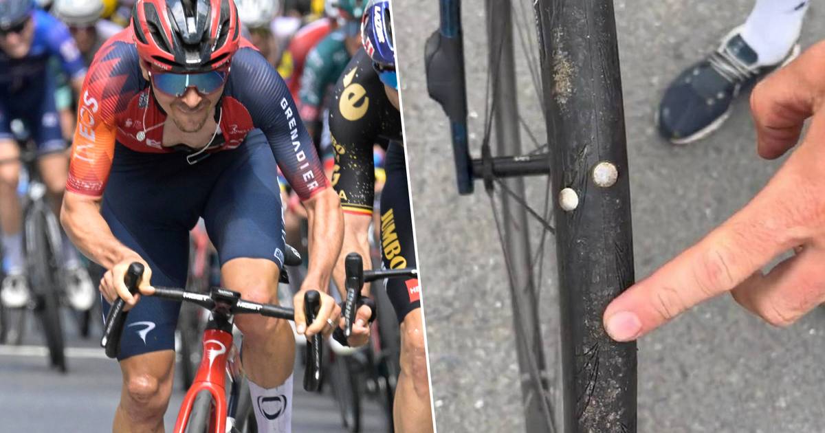 look.  Vandalism en route: Several riders show big nails in tires after finishing – Bidcock still racing to 4th despite slowing |  Tour de France