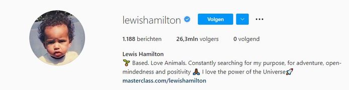 Opvallend: Hamilton volgt niemand meer op Instagram.