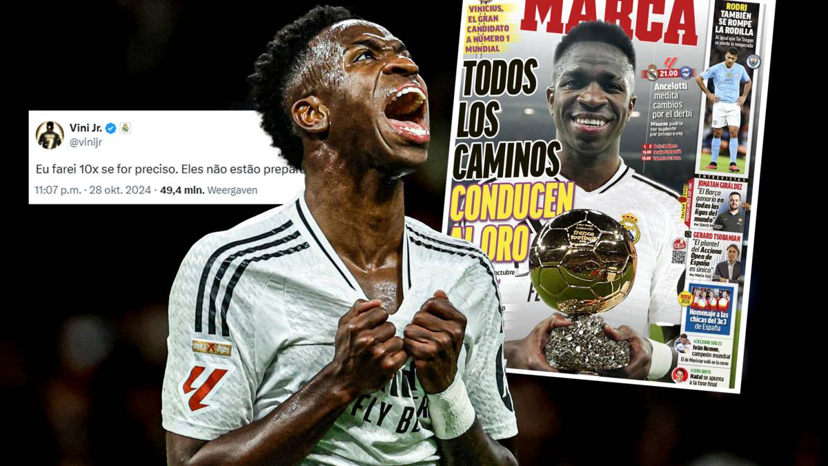 Vinicius Jr. komt met 'waarschuwing' na Ballon d'Or-desillusie, sportkrant MARCA krijgt cover als boemerang terug | Ballon d'Or | hln.be