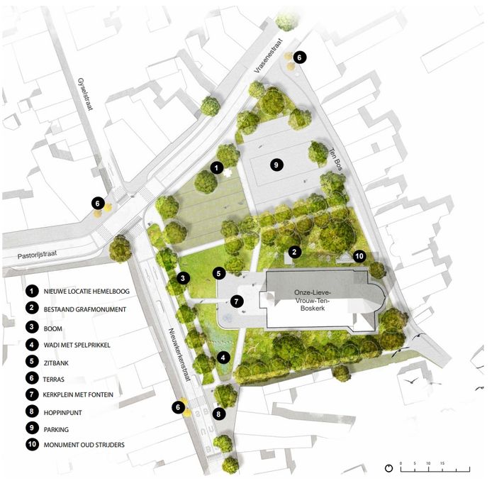Het plan van het nieuwe dorpsplein Ten Bos