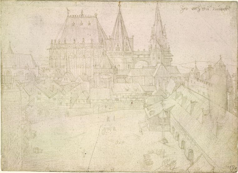De kathedraal van Aken, één van de steden die Dürer vanuit Antwerpen bezocht, 1520 Beeld The Trustees of the British Museum