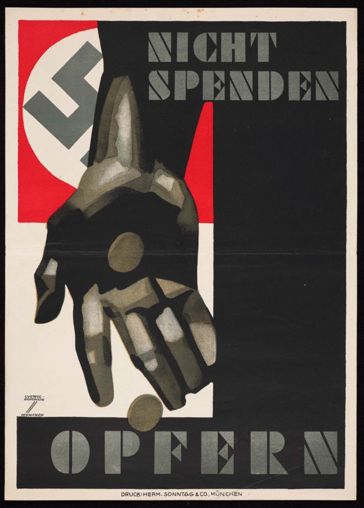 Ludwig Hohlwein, 'Winterhilfswerk', affiche uit 1933 Beeld Münchner Stadtmuseum
