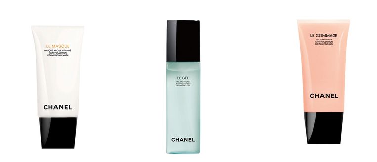Vanaf links: Chanel Le Masque € 52, Chanel Le Gel € 39, Chanel Le Gommage €45 Beeld 