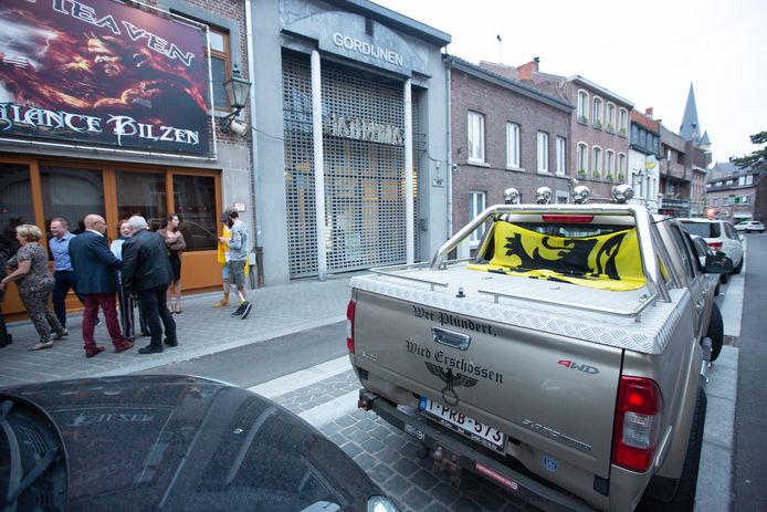 Emmanuel M.'s truck, clearly decorated with Nazi symbols.