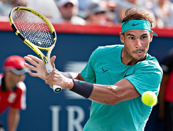 Rafael Nadal tijdens de finale om de Rogers Cup.
