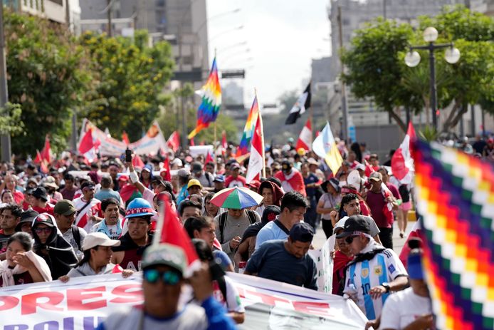 Demonstranten in Lima eisen het vertrek van president Dina Boluarte. (19/01/23)