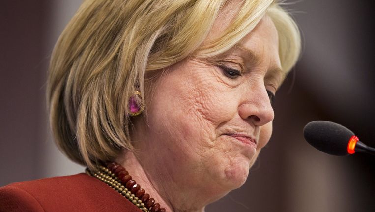 Hillary Clinton tijdens een toespraak in Washington maandag. Beeld reuters