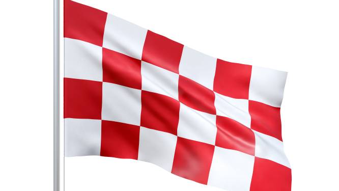 Brabantse vlag met rood vlak bovenaan de mast