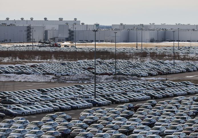 Nieuwe auto's van Volkswagen in Kaluga, Rusland.