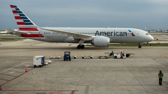 Een American Airlines Boeing 787 op het Chicago O'Hare International-vliegveld.