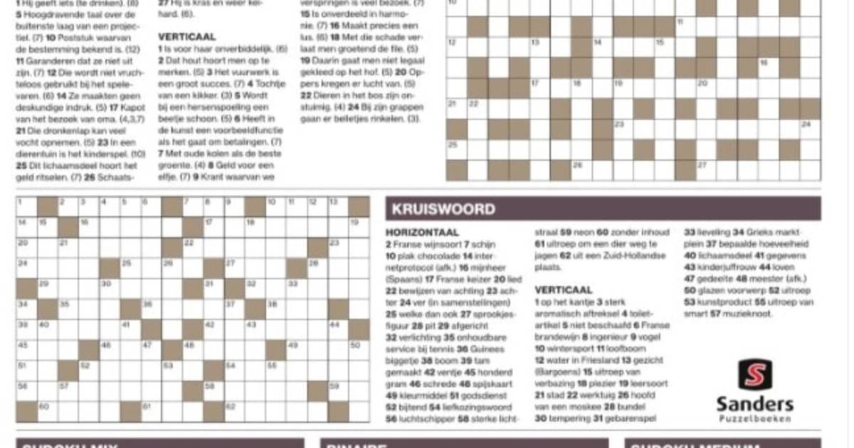 De puzzelpagina met cryptogram uit de krant van woensdag 9 september Enschede e.o. tubantia.nl