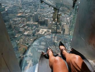 Glijden op 300 meter hoogte met uitzicht op de skyline van Los Angeles
