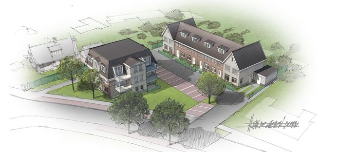 Woningbouwplan voor het perceel van voormalig Autobedrijf Hommel aan de Julianastraat 36 in Waspik.