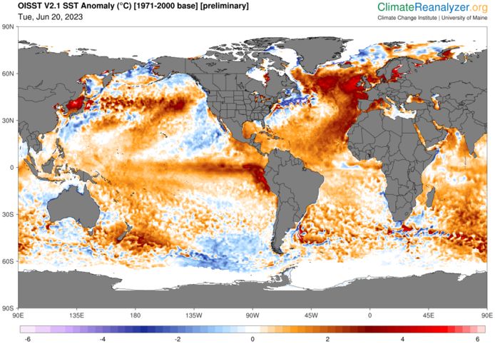 Wereldwijd zien wetenschappers warmere oceanen.