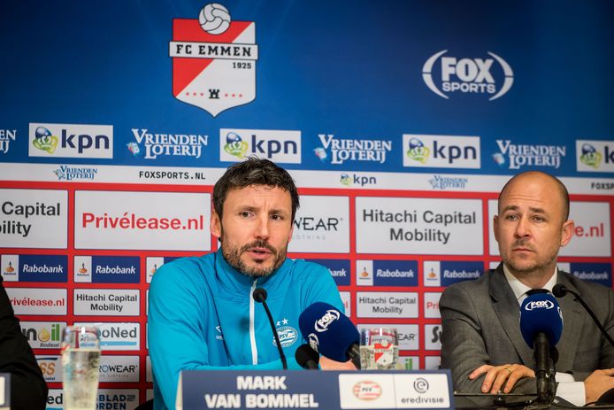 PSV-trainer Mark van Bommel na het duel met FC Emmen.