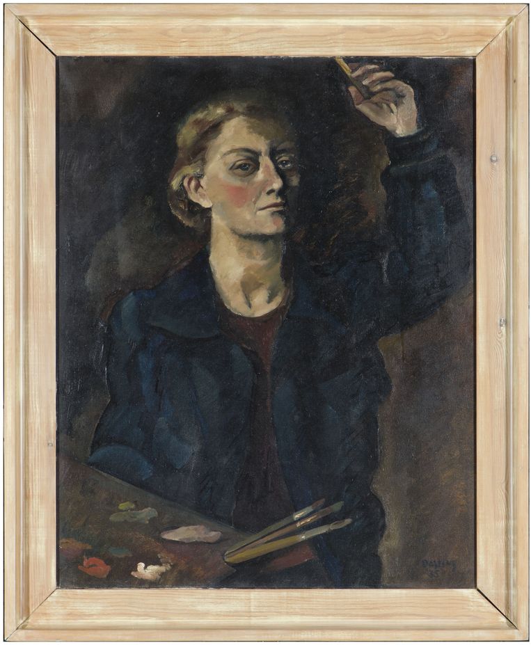 Jeanne Bieruma Oosting, Zelfportret in werkkiel, 1936, olieverf op doek, Fries Museum, Leeuwarden.


 Beeld Fries Museum, Leeuwarden