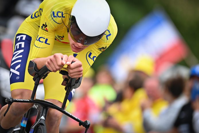 Mathieu van der Poel tijdens de tijdrit.