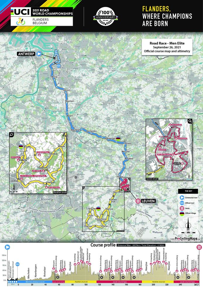 Ontdek parcours voor WK op de weg 2021 tussen Antwerpen en Leuven:  klassieke renners komen aan hun trekken op korte, nijdige hellingen | WK  Wielrennen | hln.be