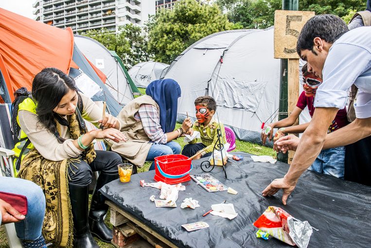 Animatie voor vluchtelingenkinderen in Brussel. Foto ter illustratie. Beeld stefaan temmerman
