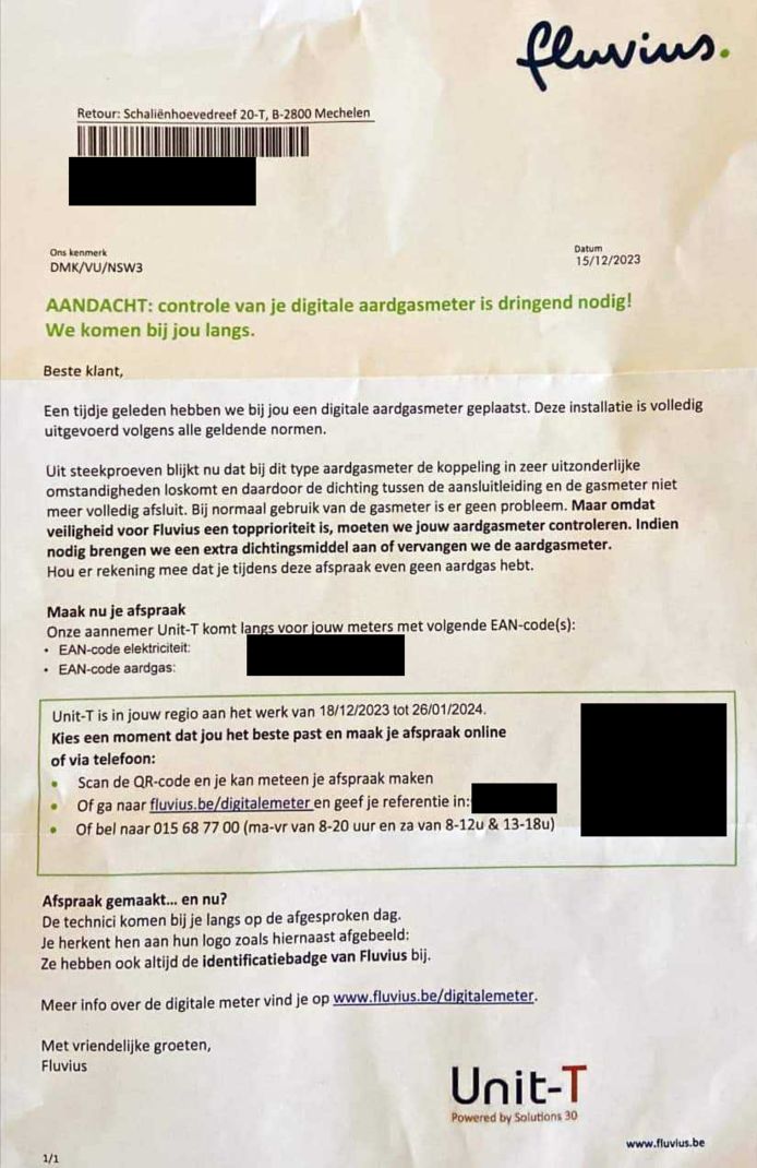 Letter from Fluvius.