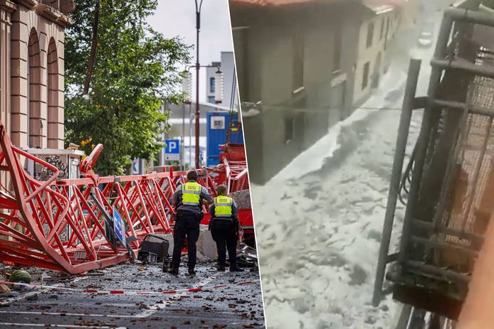 In het Zwitserse La Chaux-de-Fonds viel een bouwkraan om, daarbij kwam een man om het leven. / In Desio bij Milaan zijn de wegen na een zwaar onweer omgevormd tot rivieren.