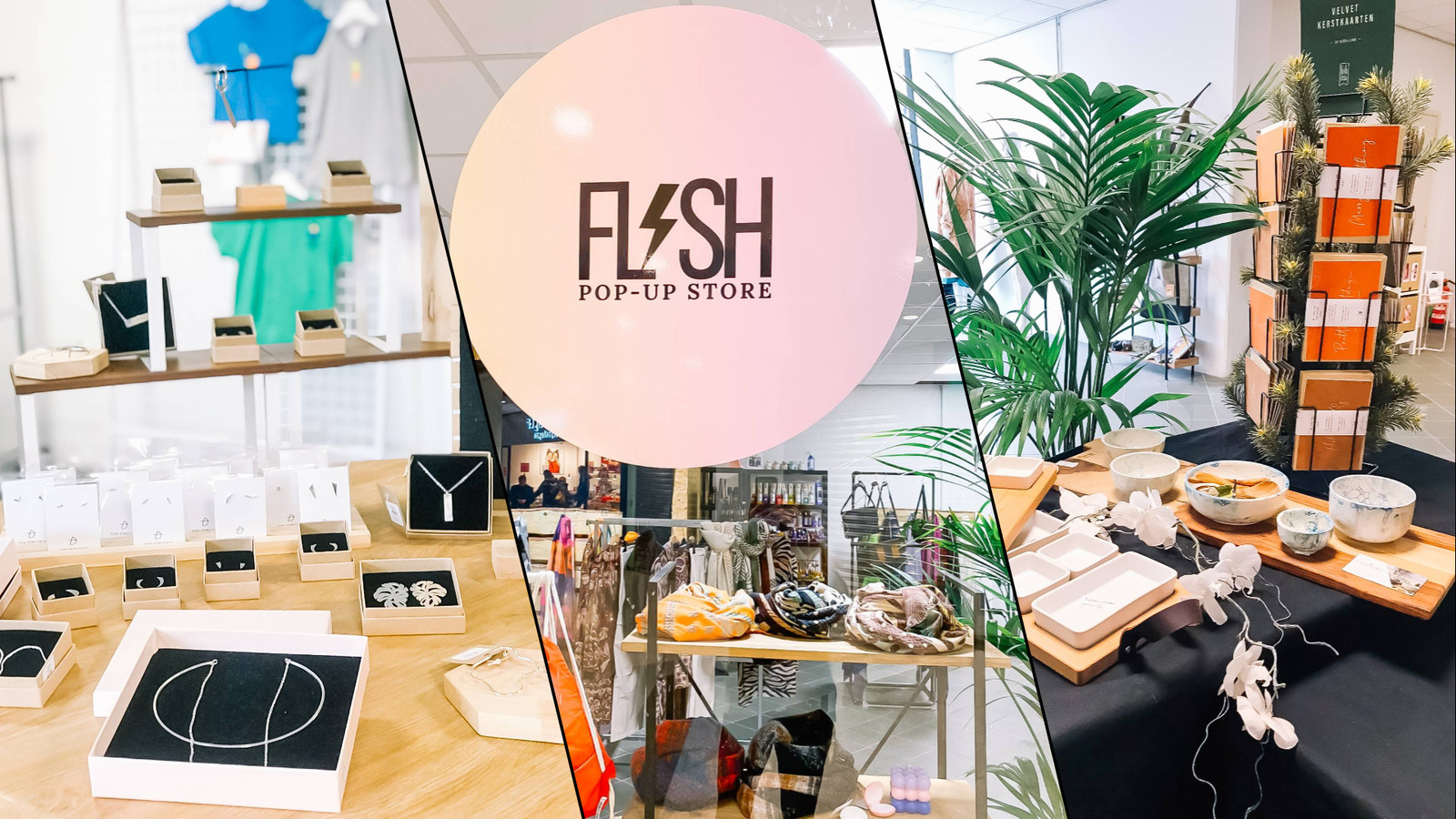 NET OPEN. Drie ondernemers openen deuren van popup FLASH in