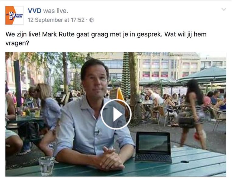Mark Rutte op Facebook. Beeld Facebook