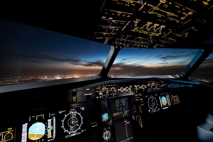 Cockpit van een vliegtuig.