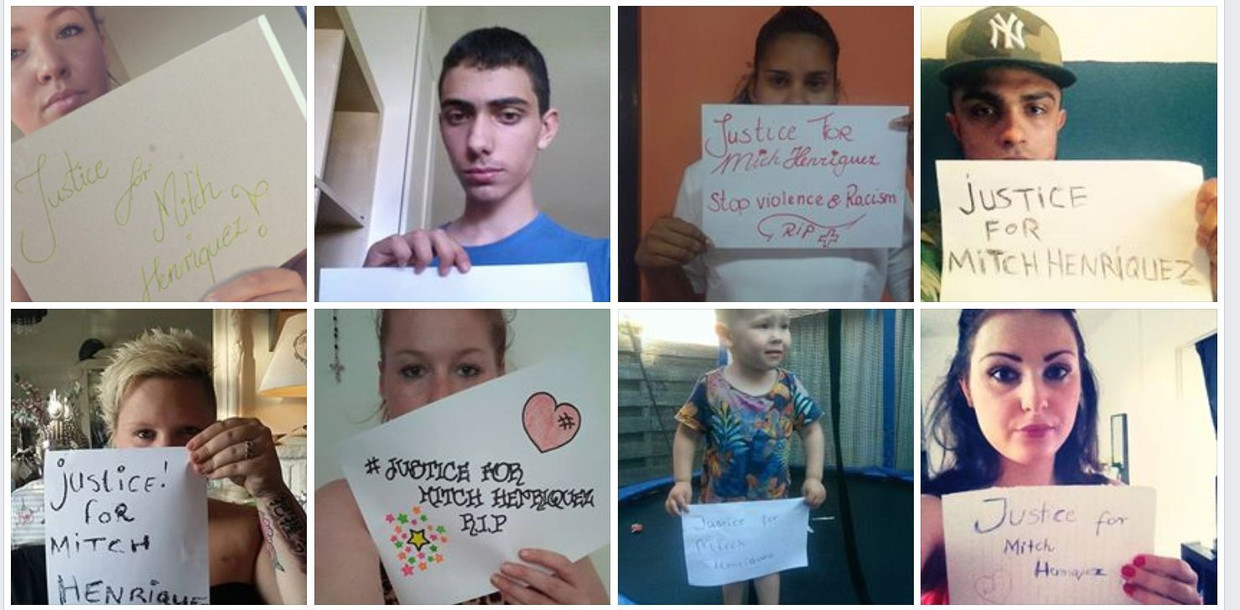 Steunbetuigingen die zijn geplaatst op de Facebookpagina Justice for Mitch Henriquez. Beeld .