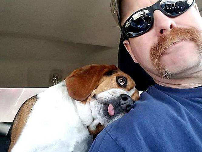 Hartverwarmend: geadopteerde hond knuffelt man die hem op het nippertje van de dood redde