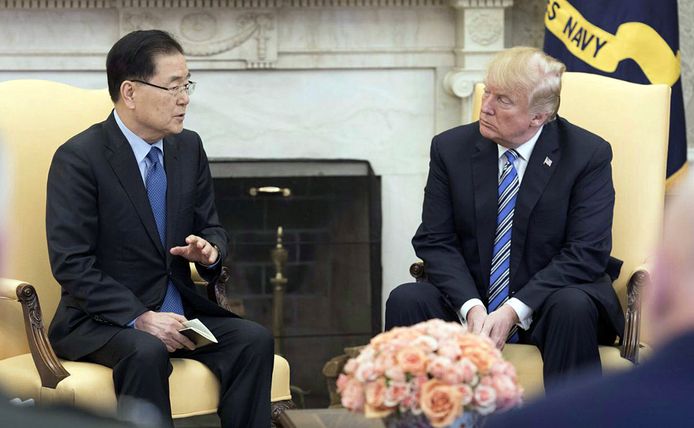 De Zuid-Koreaanse hoofd van Binnenlandse Veiligheid Chung Eui-yong brieft Trump begin deze maand over zijn bezoek aan Noord-Korea.