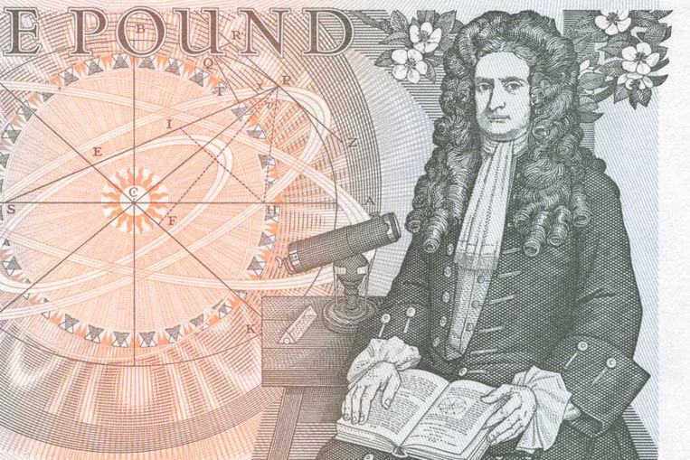 Brits biljet met afbeelding van Isaac Newton. Op toekomstige biljetten staan mogelijk computers en robots als ontdekkers van nieuwe natuurwetten, denken onderzoekers. Beeld 
