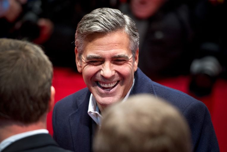 George Clooney zaterdag op het filmfestival van Berlijn, waar zijn The Monuments Men werd vertoond. Beeld ap