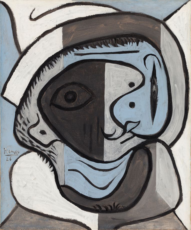 Tête de Pierrot (Hoofd van Pierrot) door Pablo Picasso. 1926. olieverf op doek, 46 x 38 cm. Beeld  Peter Cox / JK Art Foundation