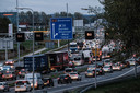 File op de A12 tussen Duiven en Zevenaar.