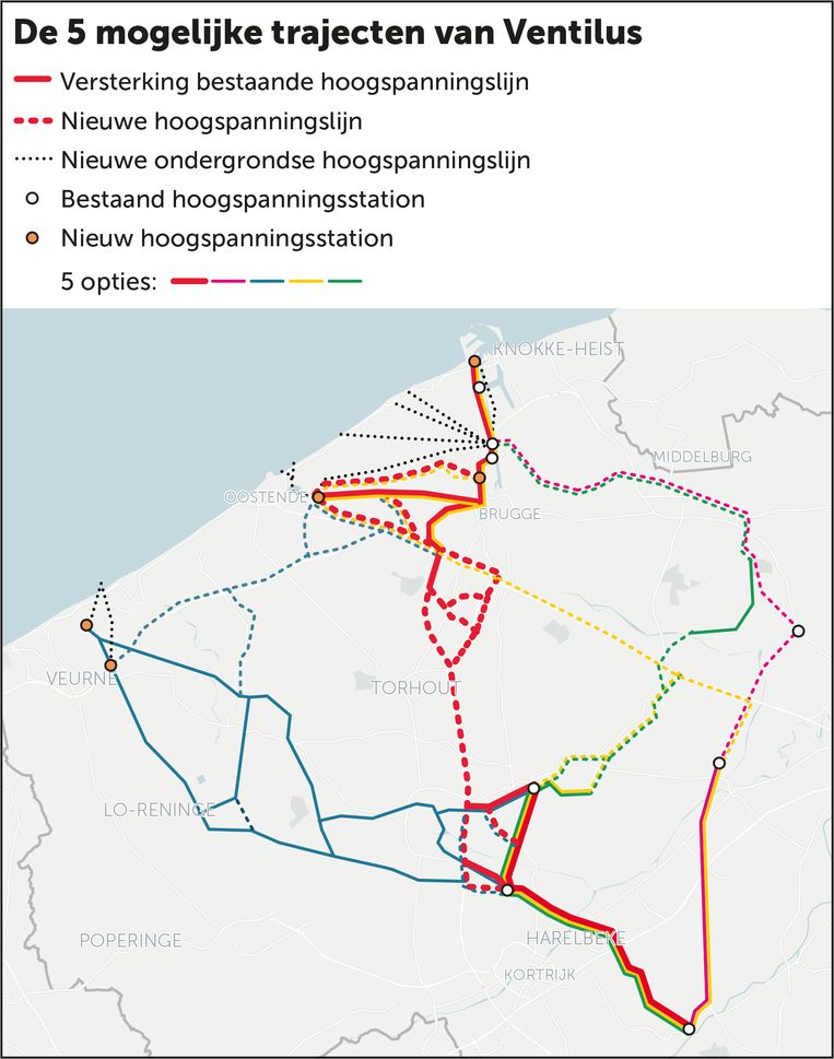 De 5 mogelijke trajecten van Ventilus Beeld rv