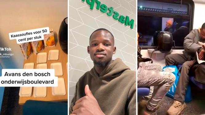 Izaak (23) bakt kaassoufflés met airfryer in de trein en gaat viraal: ‘Staat nergens dat het niet mag’