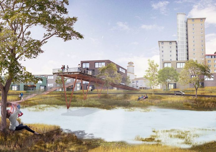 Artists impression van hoe de Spuikom er in 2030 uit zou kunnen zien.