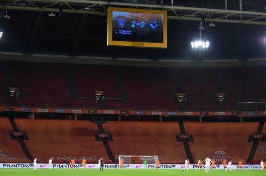 Een lege Johan Cruyff Arena in Amsterdam, een van de twaalf speelsteden van het EK Voetbal in 2021.