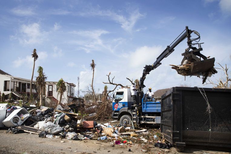 De schade op Sint-Maarten na het passeren van de orkanen Irma en Maria. Beeld ANP