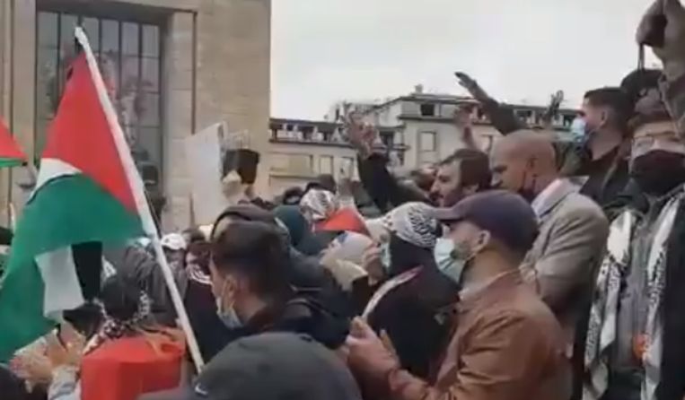 Betogers in Brussel zouden antisemitische slogans geuit hebben. Beeld RV