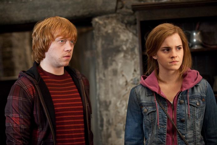 Rupert Grint en Emma Watson als Ron en Hermelien
